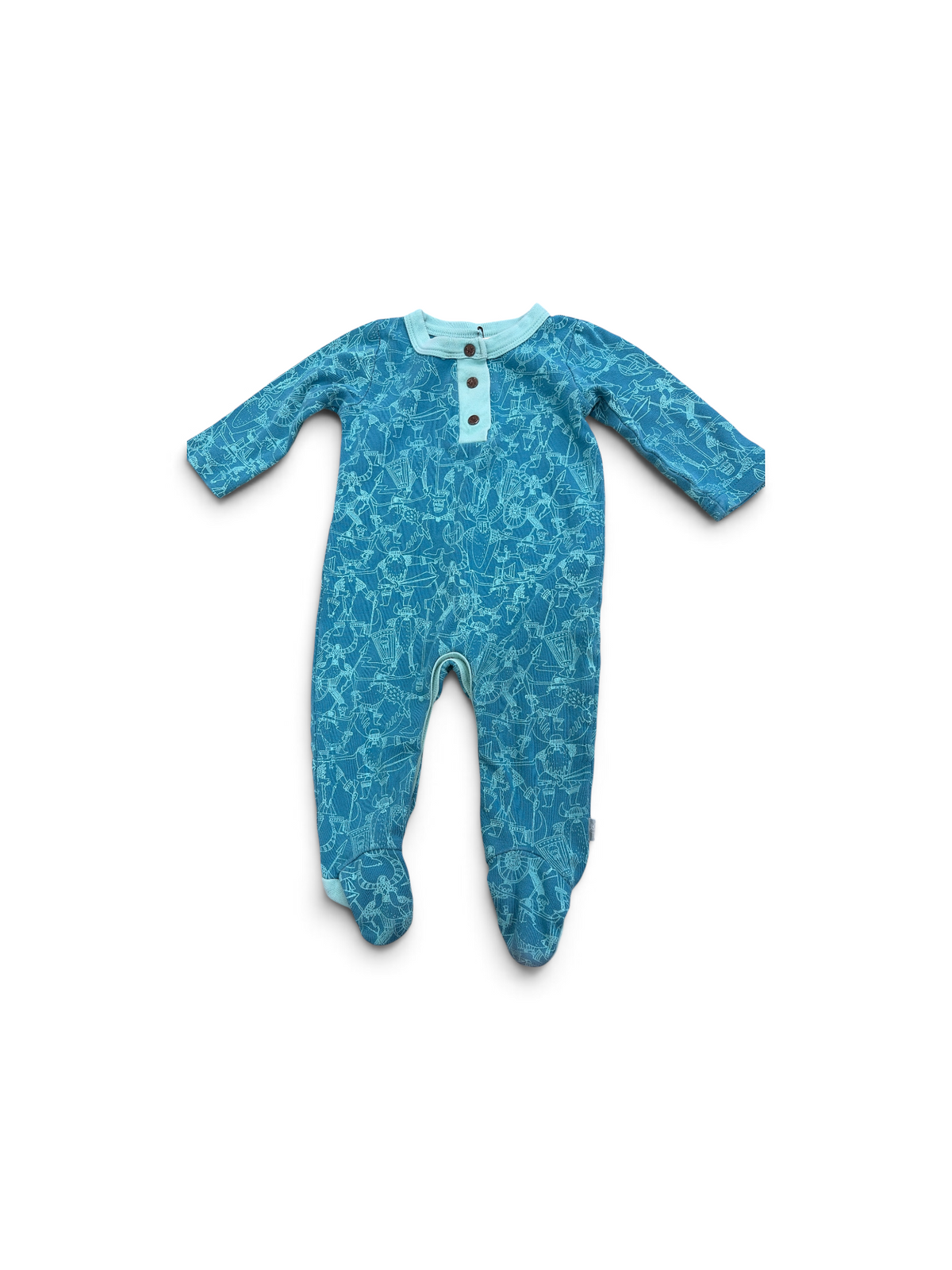 Teal  Finn & Emma Snap Pajamas, 6M