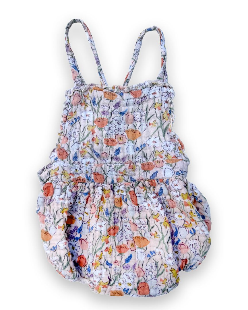 Floral Angel Dear Linen Romper, 24M
