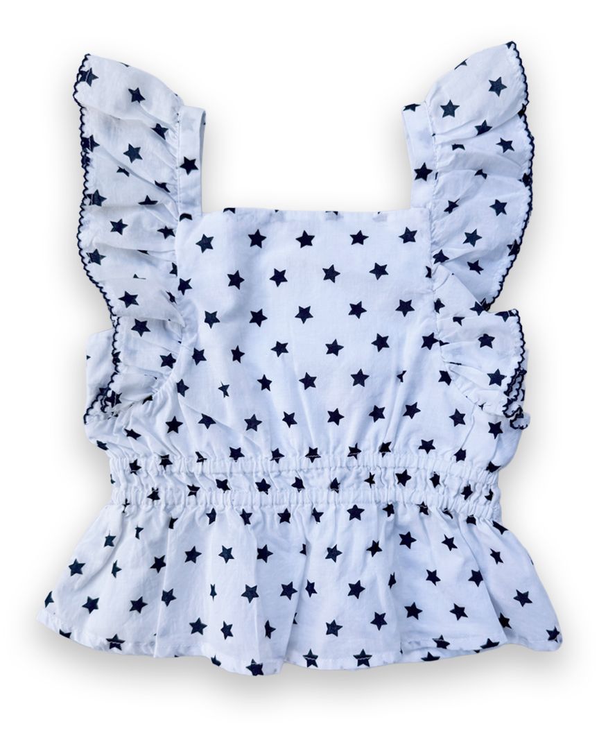 White Janie and Jack Star Peplum Top, 2T