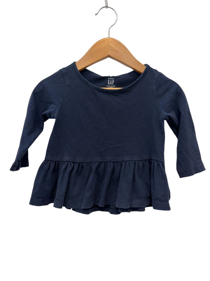 Navy Baby Gap Long-Sleeve Flounce Tee – Size 12–18M