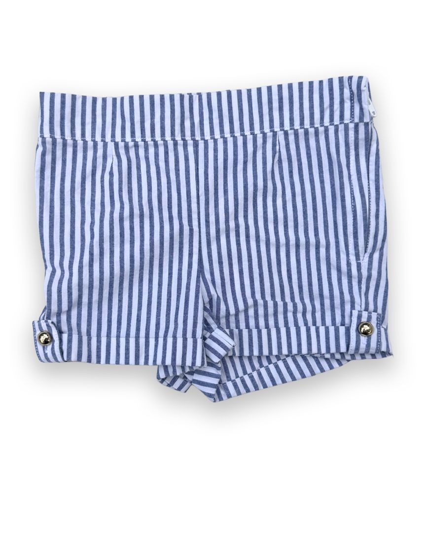 Blue/White Janie and Jack Striped Shorts with Gold Buttons, 2T