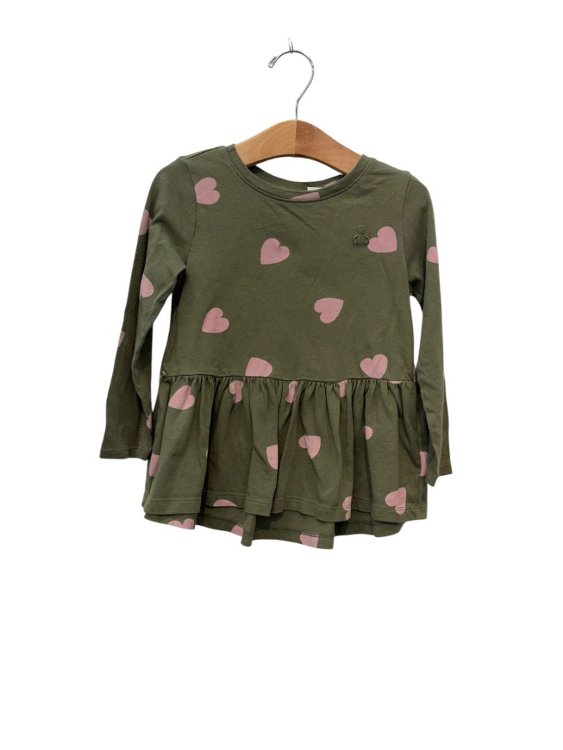 Green/Pink Baby Gap Heart Ruffle Long Sleeve, 4T