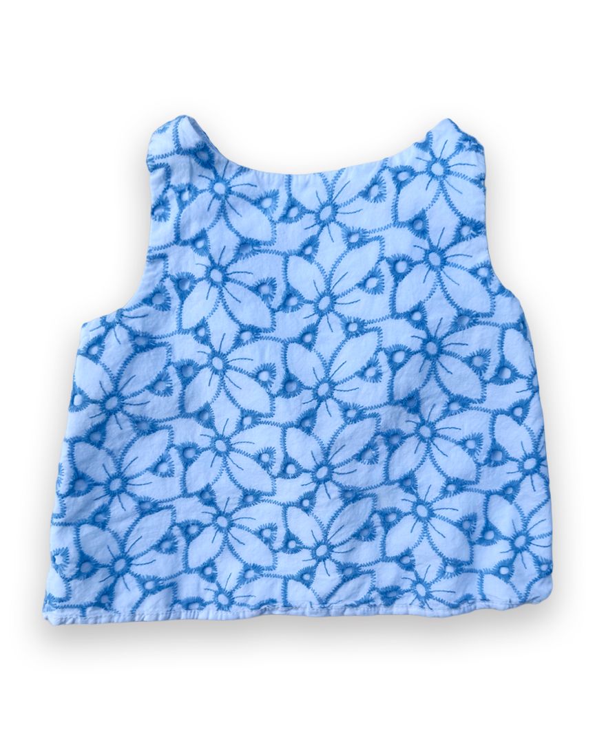 Blue/White Janie and Jack Eyelet Tank, 2T