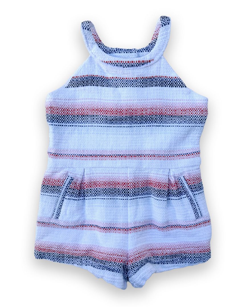 White/Red/Blue Janie and Jack Striped Tweed Romper, 4T