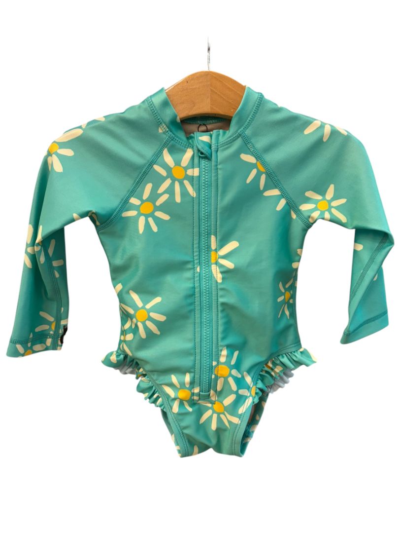 Teal Tea Collection Daisy Rashguard Suit, 9-12M