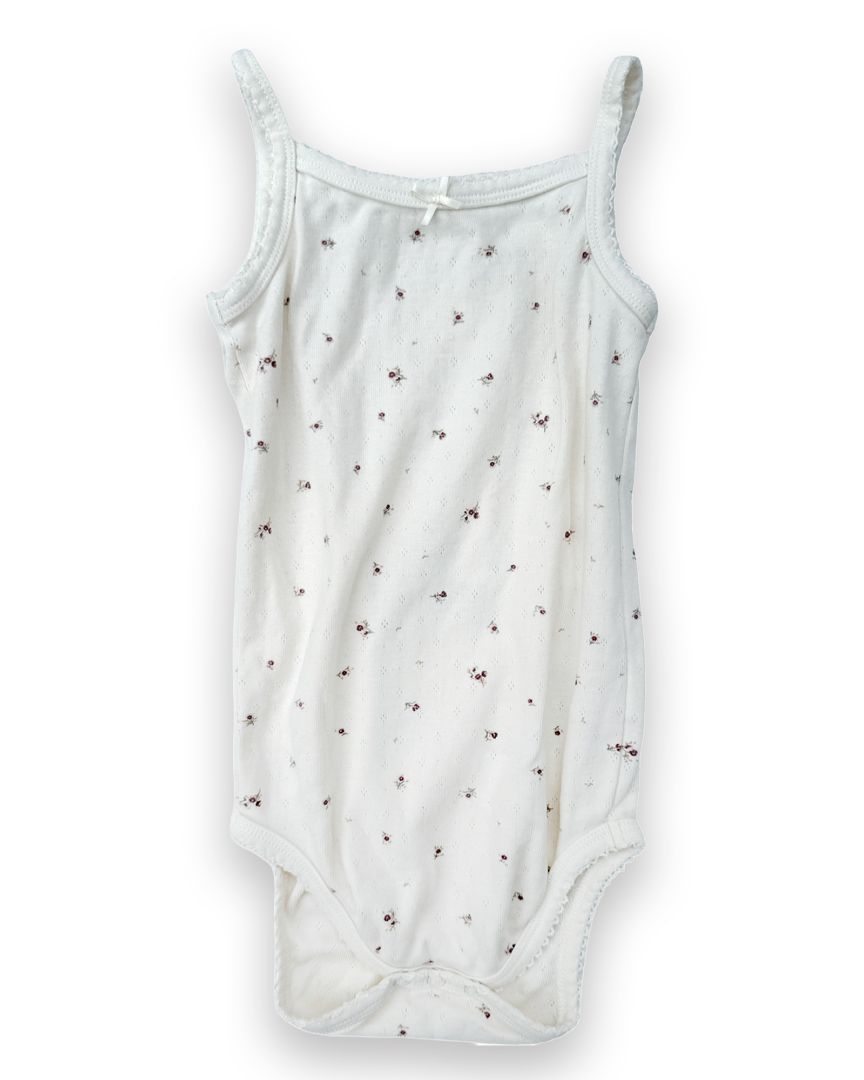 Cream Colored Organics Ribbon Tank Floral Bodysuit, 24M