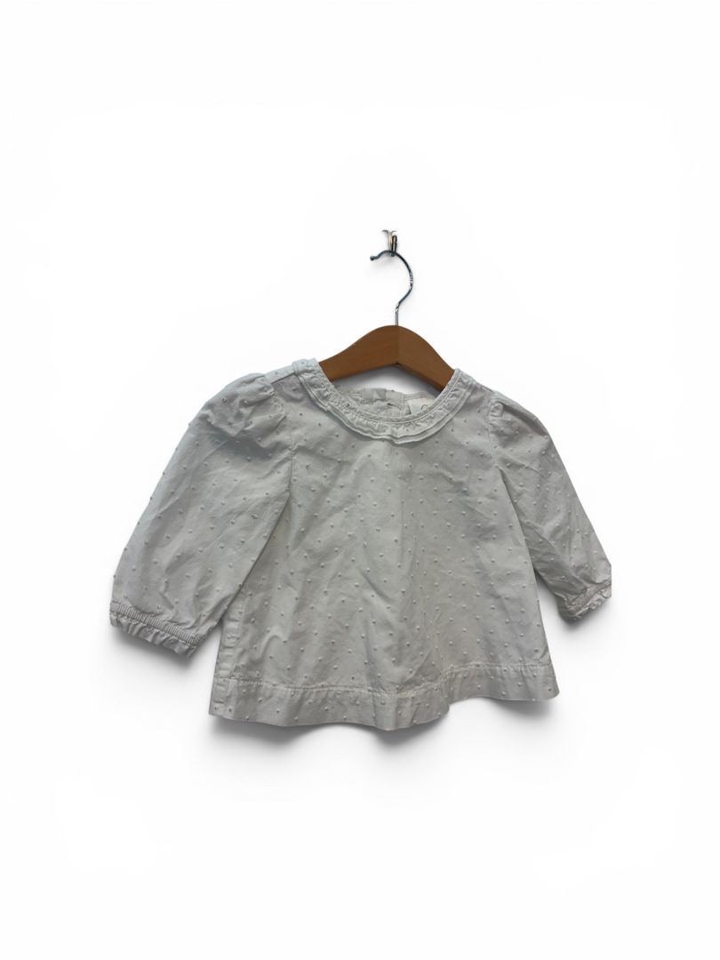 White Hanna Andersson Collared Dot Blouse, 6-12M