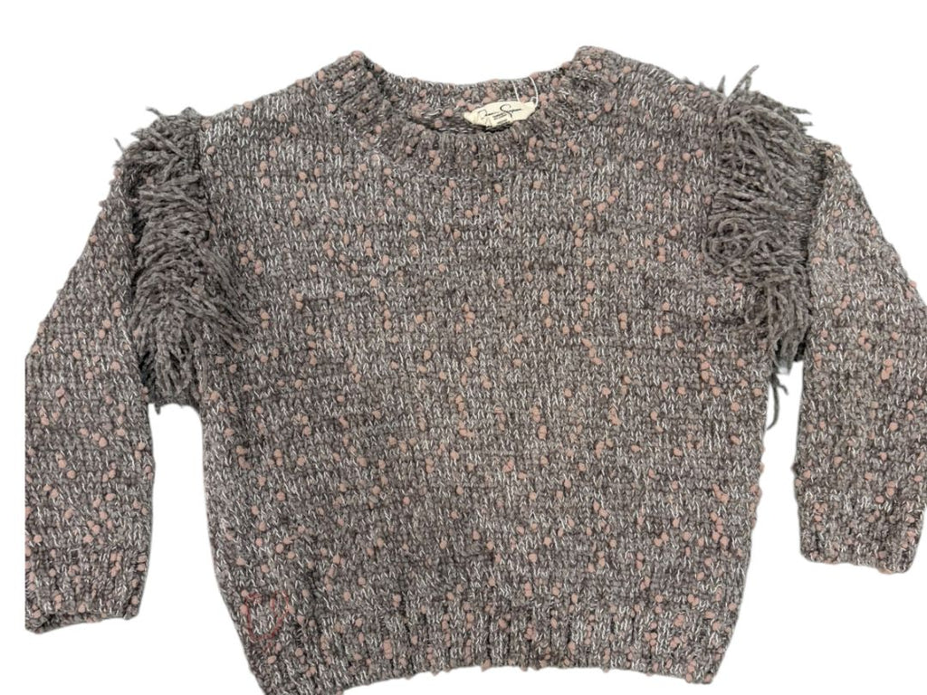 Gray/Pink Jessica Simpson Fringe Sweater, 4T