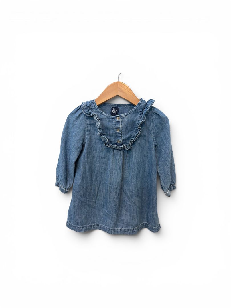 Blue Gap Denim Denim Ruffle Shirt Dress, 18-24M