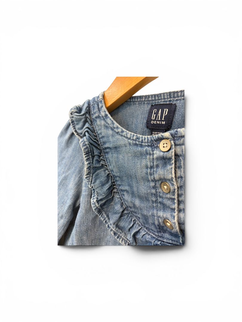 Blue Gap Denim Denim Ruffle Shirt Dress, 18-24M