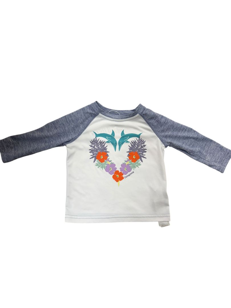 White/Blue Patagonia Dolphin Rashguard, 6-12M