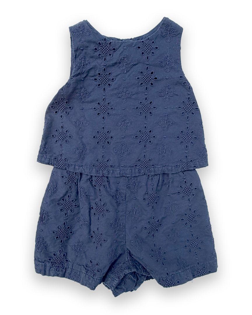 Navy Baby Gap Eyelet Romper, 18M