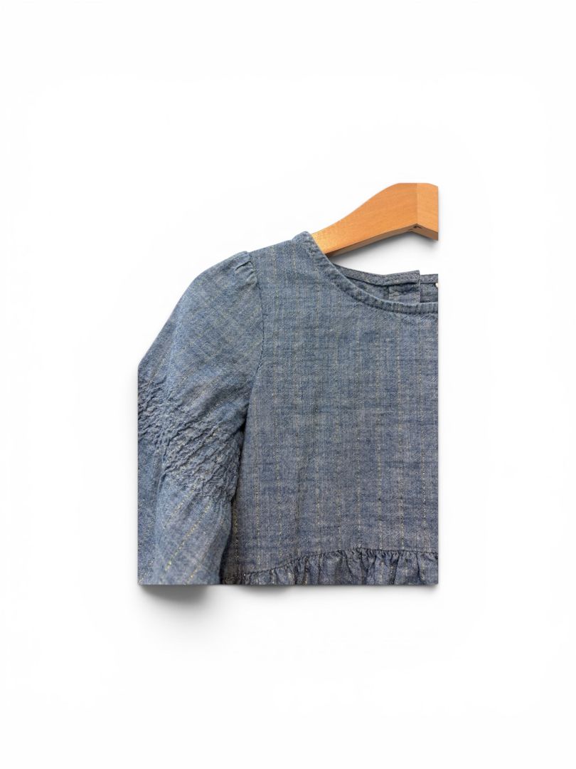 Blue/Gold Baby Gap Striped Chambray Dress, 3T
