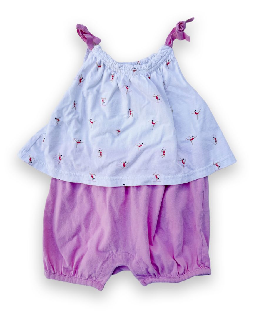 White/Pink Baby Gap Dancer Romper, 24M