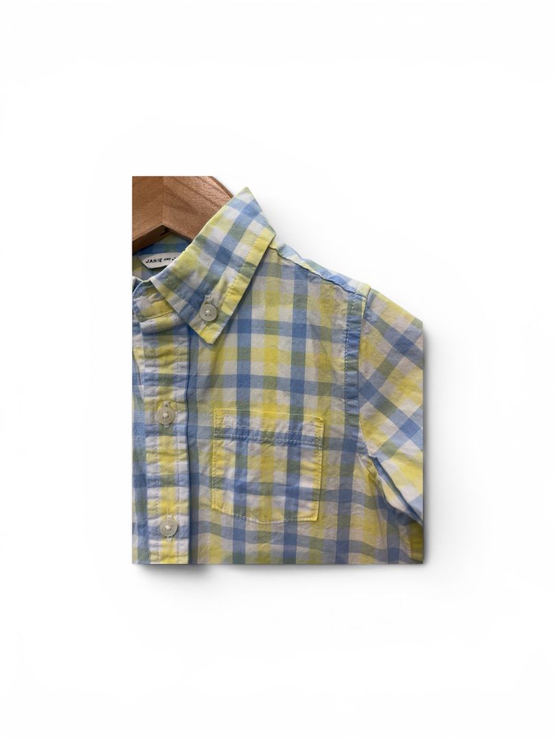 Yellow/Blue Janie and Jack Plaid Button Down, 18-24M