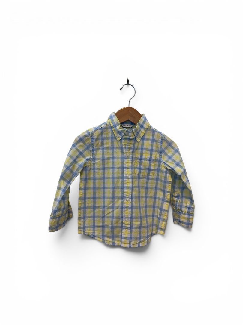 Yellow/Blue Janie and Jack Plaid Button Down, 18-24M