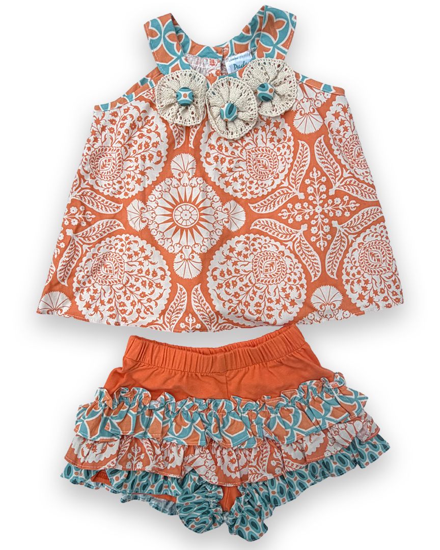 Orange/Turquoise Peaches n' Cream Summer Set, 18M (Brand New with Tags)