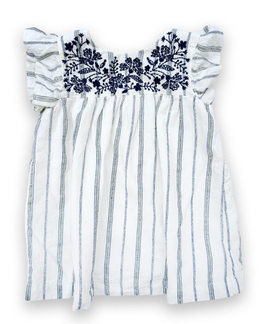 White/Blue Baby Gap Linen Dress, 2T