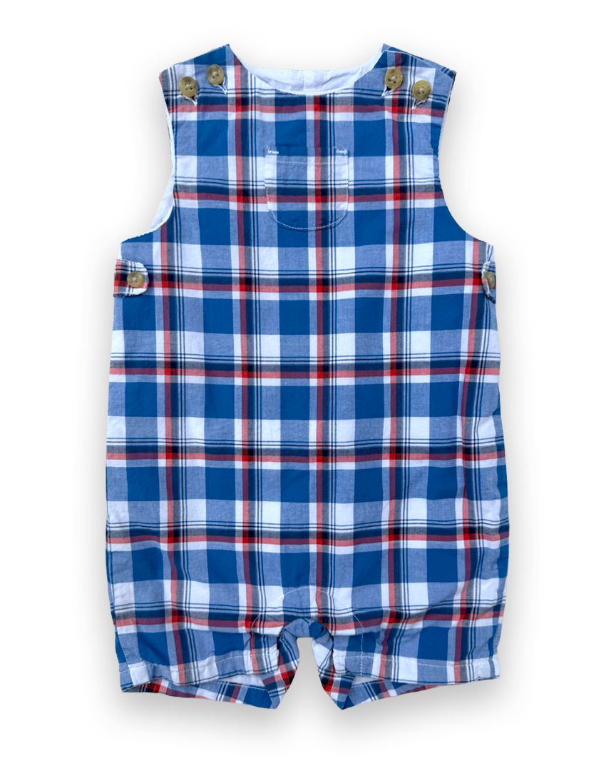 Red, White & Blue Janie and Jack Plaid Short Overall, 12M