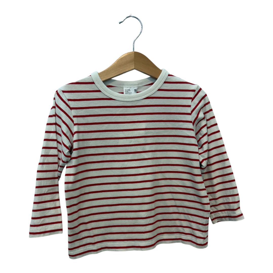 White/Red Uniqlo Baby Striped Long Sleeve, 3T