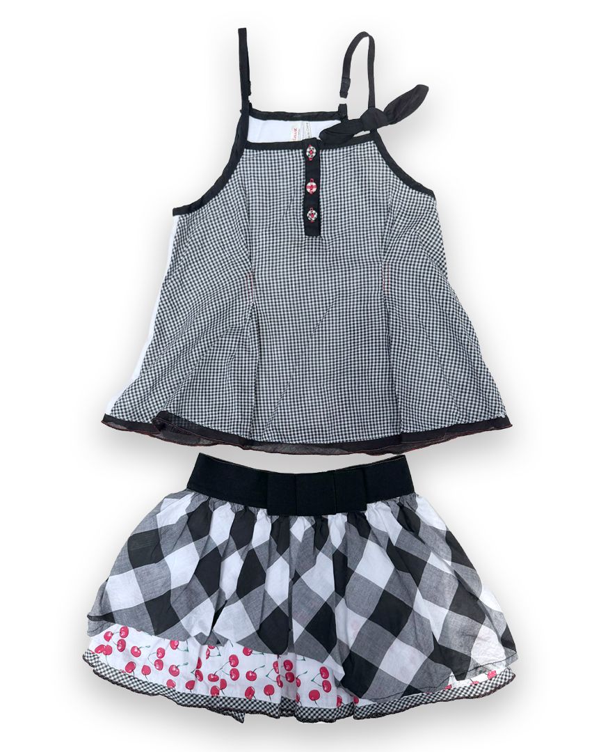 Black/White Deux Par Deux Cherry 2-Piece Set, 3T