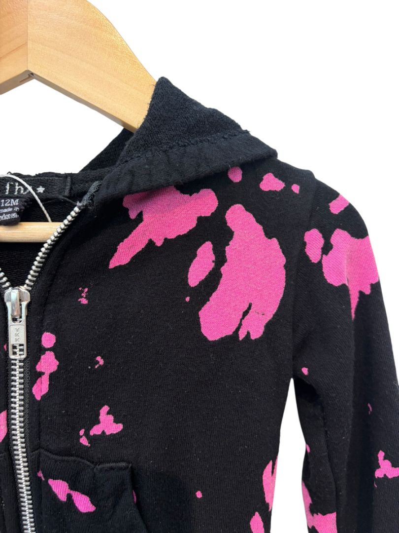 Black & Pink Flowers by Zoe Splatter Hoodie – Size 12M