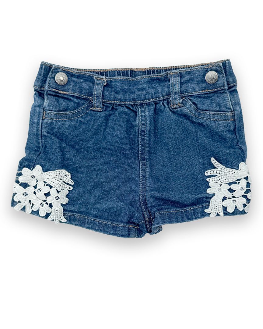 Blue Baby Gap Floral Patch Jean Shorts, 12M