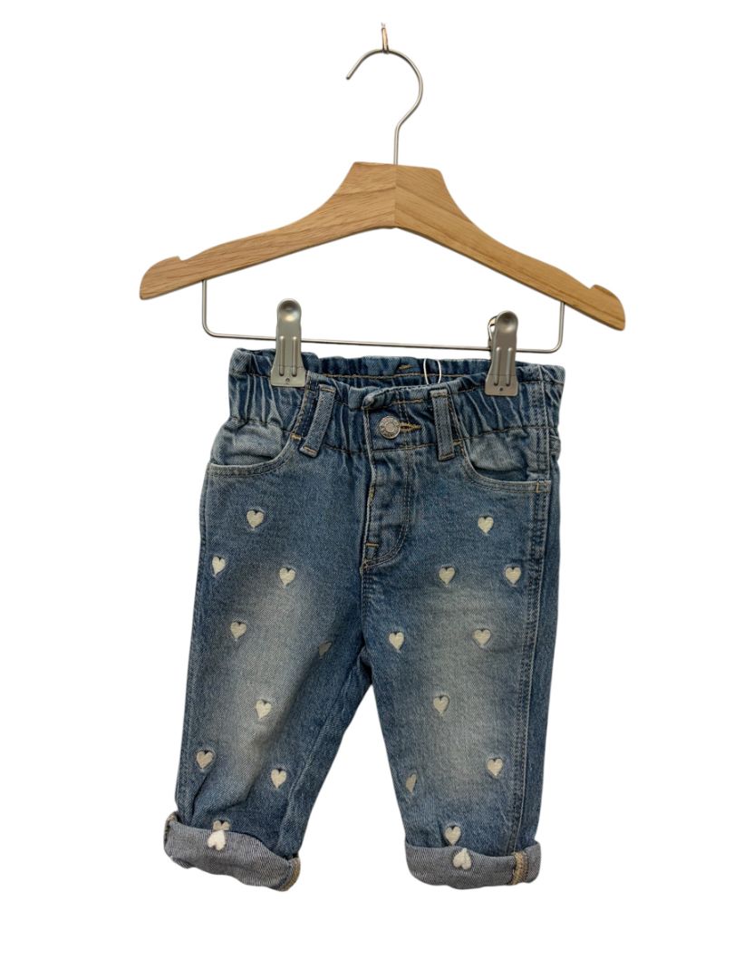 Blue & White Baby Gap Embroidered Heart Jeans – Size 6–12M
