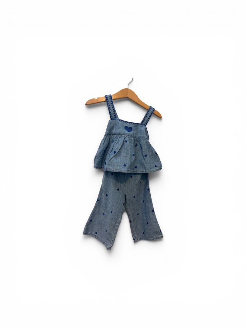 Blue Baby Gap Chambray Heart Set, 12-18M (New with Tags)