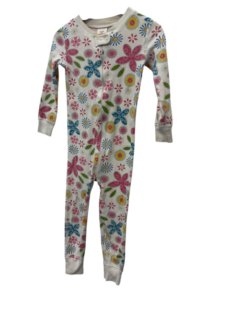White & Pink Hanna Andersson Floral Zippy – Size 3T