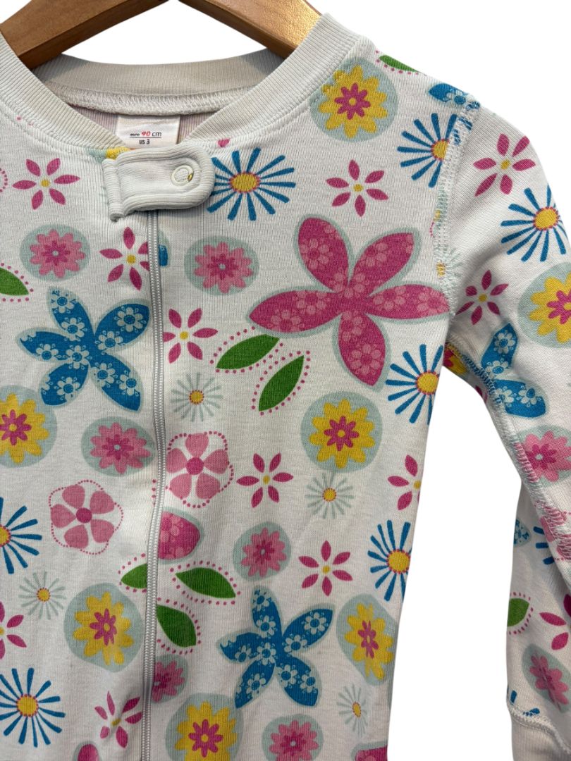 White & Pink Hanna Andersson Floral Zippy – Size 3T