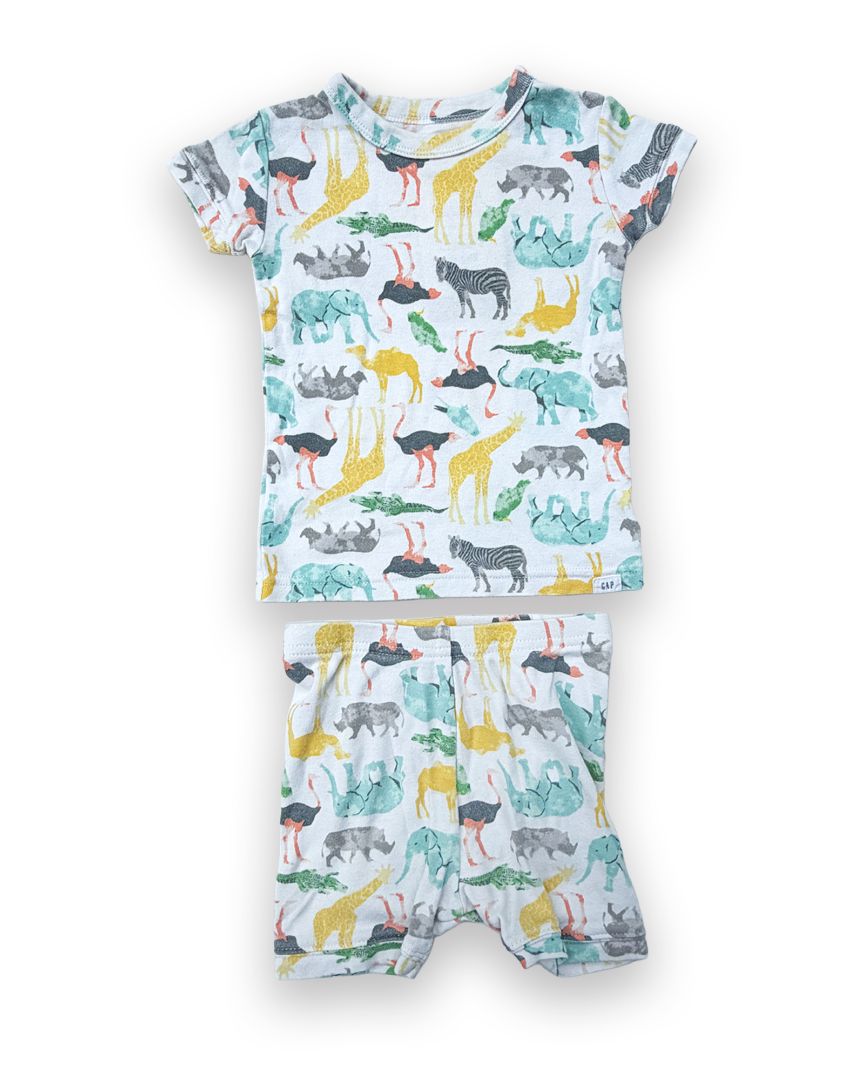 White Baby Gap Dino Short PJ Set, 2T