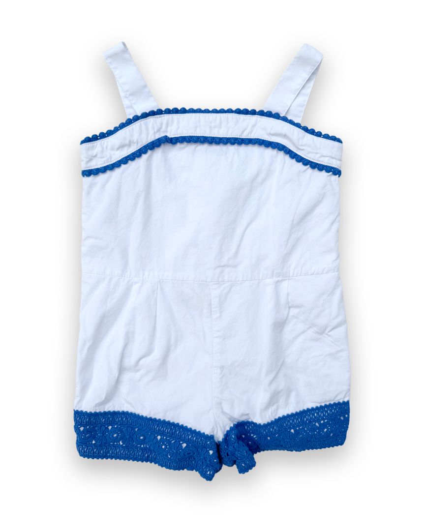 White/Blue Janie and Jack Romper, 4T