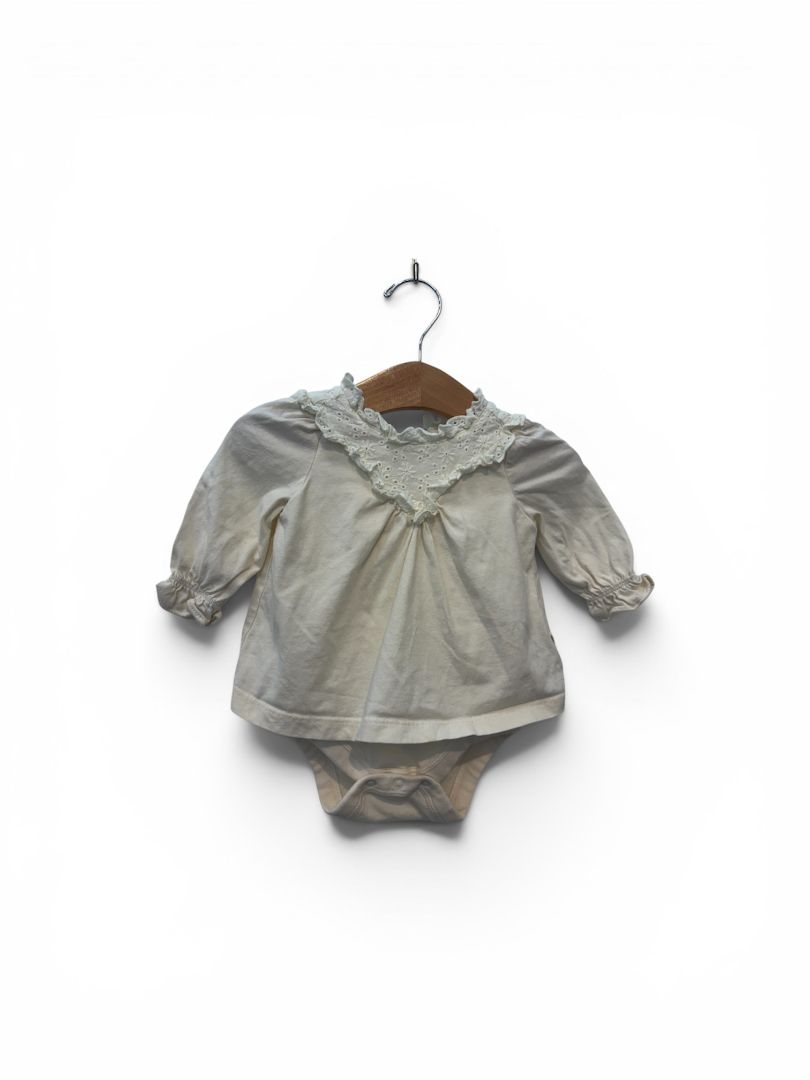 Cream Baby Gap Eyelet Collared Bodysuit, 3-6M