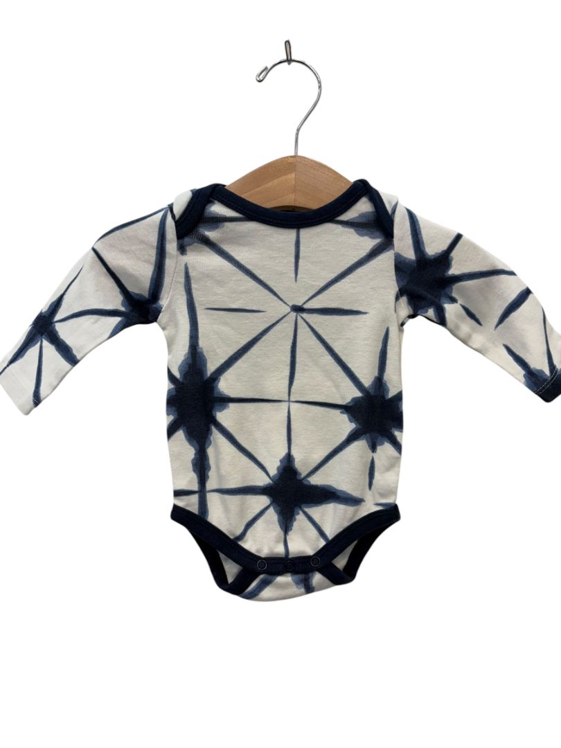White & Blue Pattern Monica + Andy Bodysuit – Size 3M