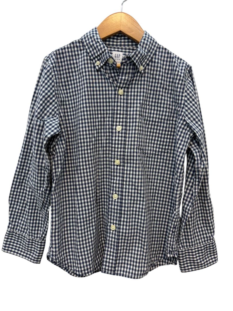 Navy & White Gap Kids Gingham Button-Down – Size 8Y