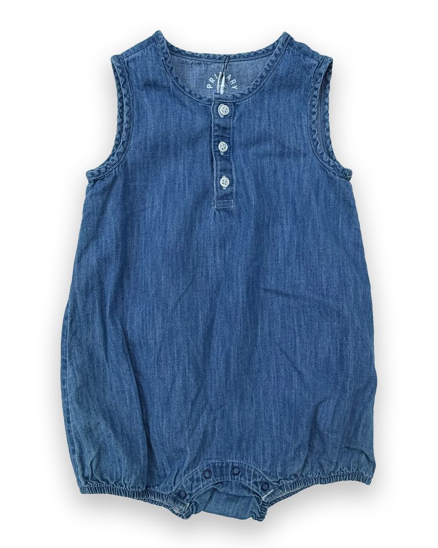 Blue Primary Chambray Romper, 24M