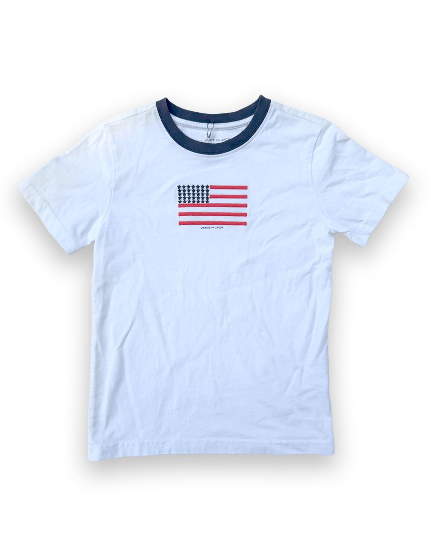 White Janie and Jack American Flag Tee, 6T (Brand New)