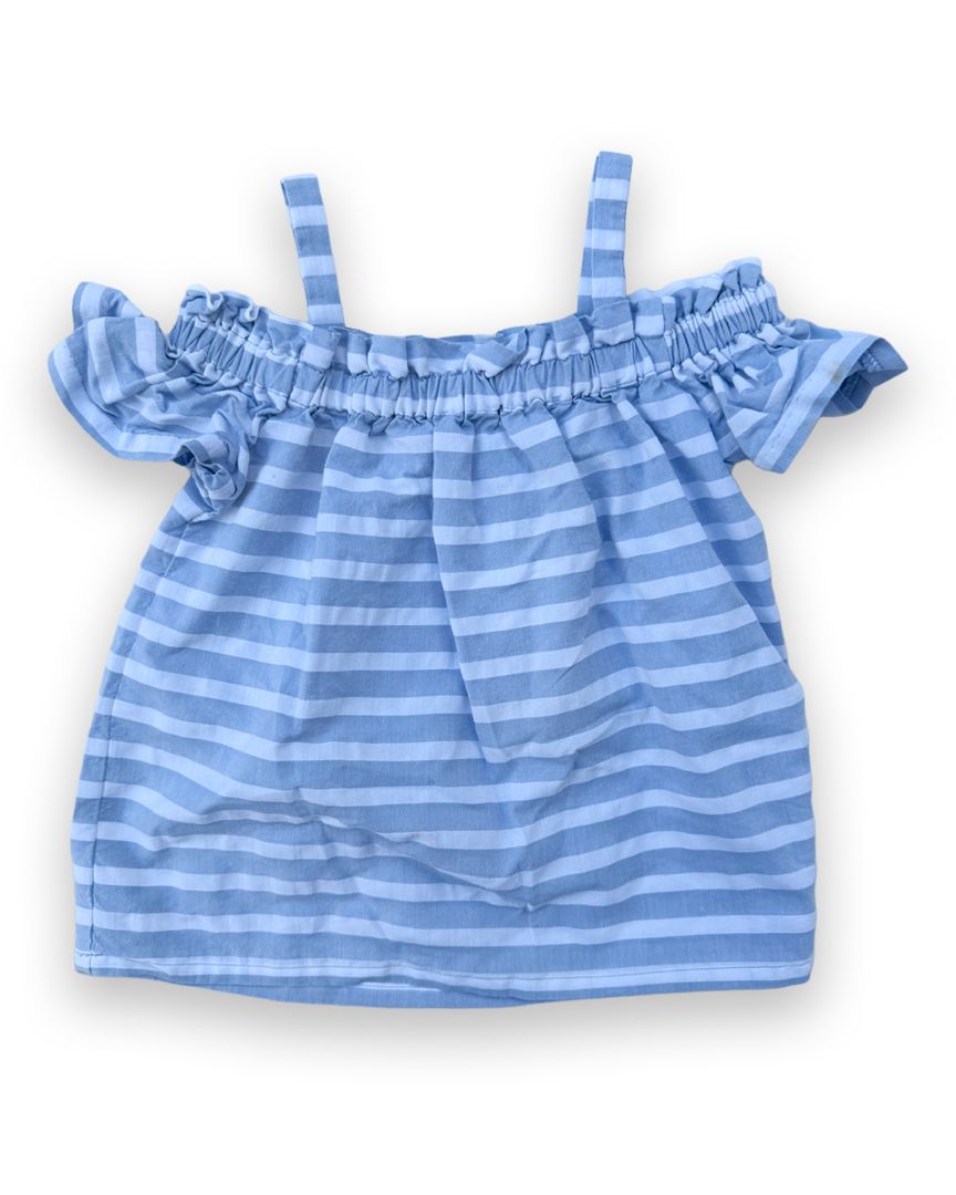 Blue/White Janie and Jack Striped Peek-A-Boo Shoulder Top, 18M