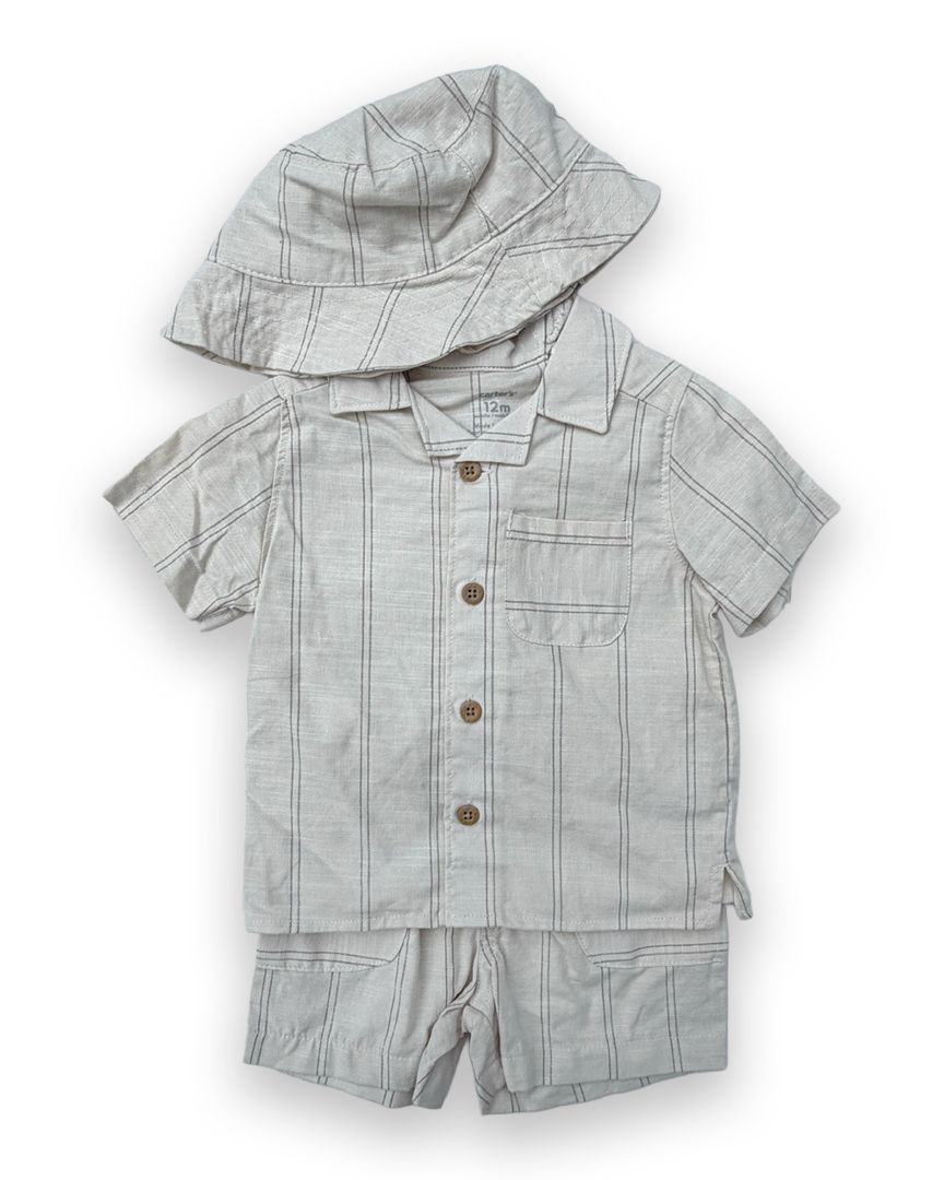 Beige Carter's Linen Set, 12M (Brand New with Tags)