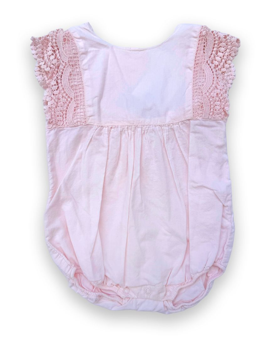 Pink Jamie Kay Crochet Sleeve Romper, 2T