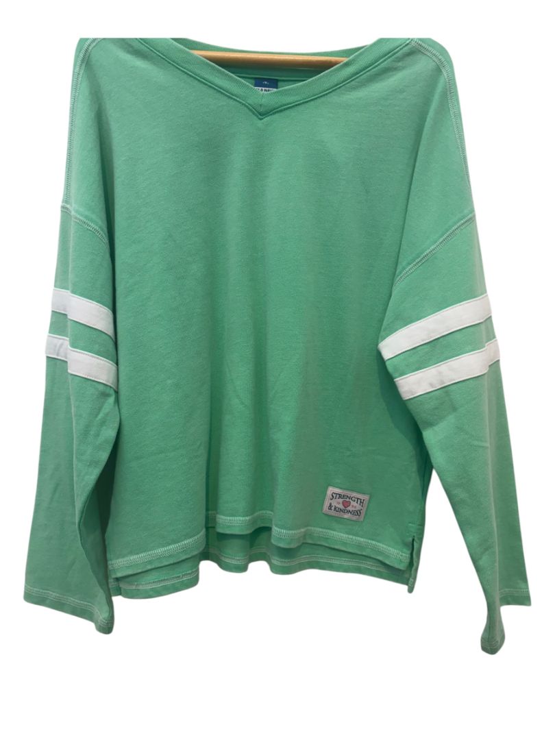 Green Old Navy Striped Sleeve Pullover, 8Y (Brand New with Tags)