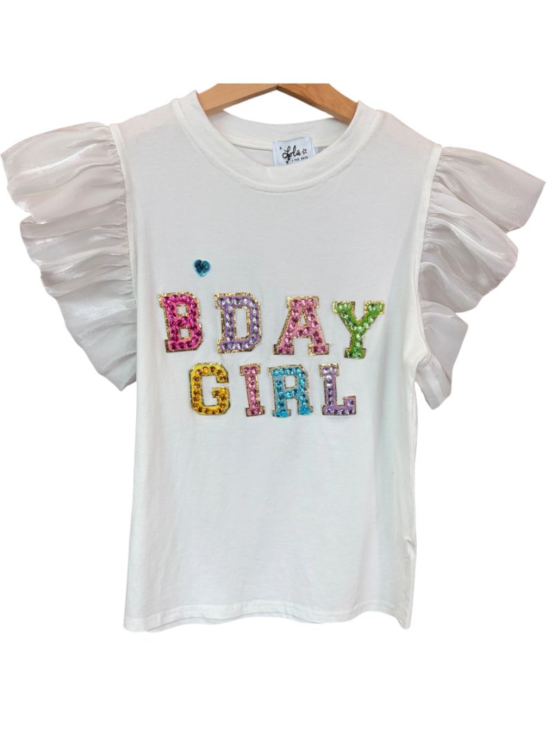 White Lola + The Boys Birthday Flutter Tee, 12Y