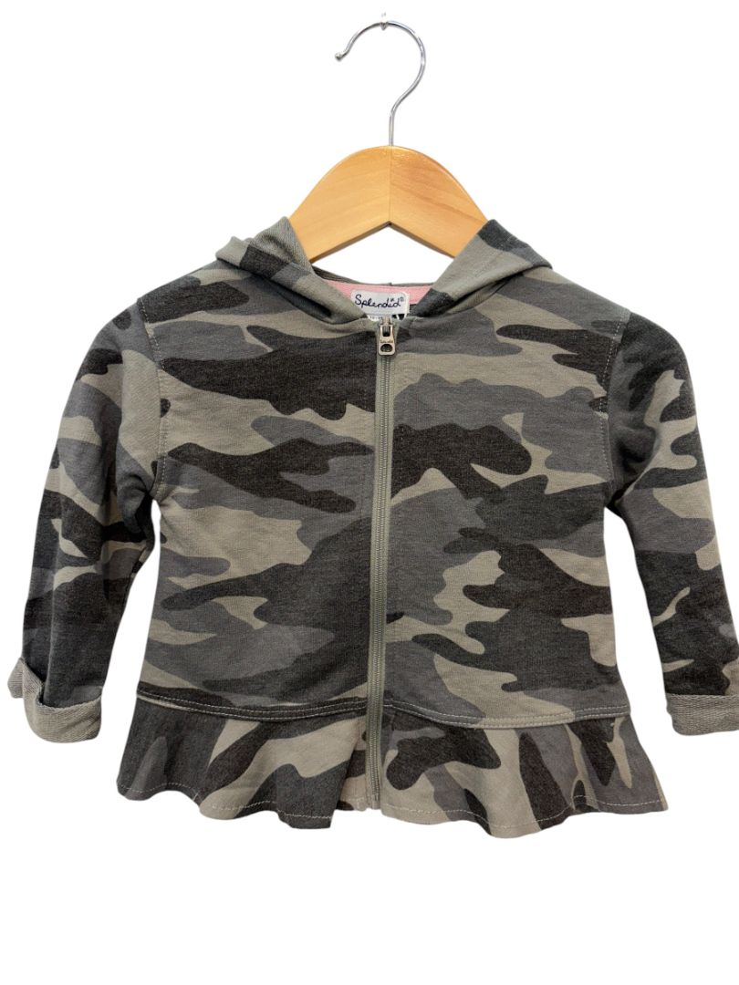 Green Splendid Camo Flounce Hoodie – Size 12–18M