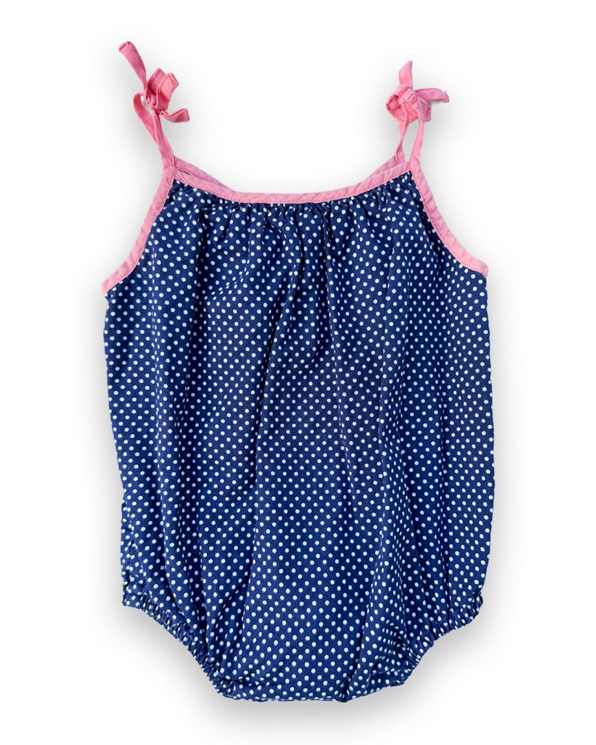 Navy/Pink Baby Gap Dot Tank Romper, 6-12M