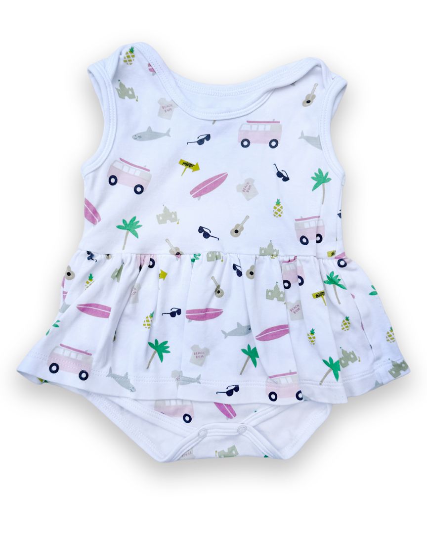 White Sammy + Nat Beach Bum Dress Romper, 3-6M