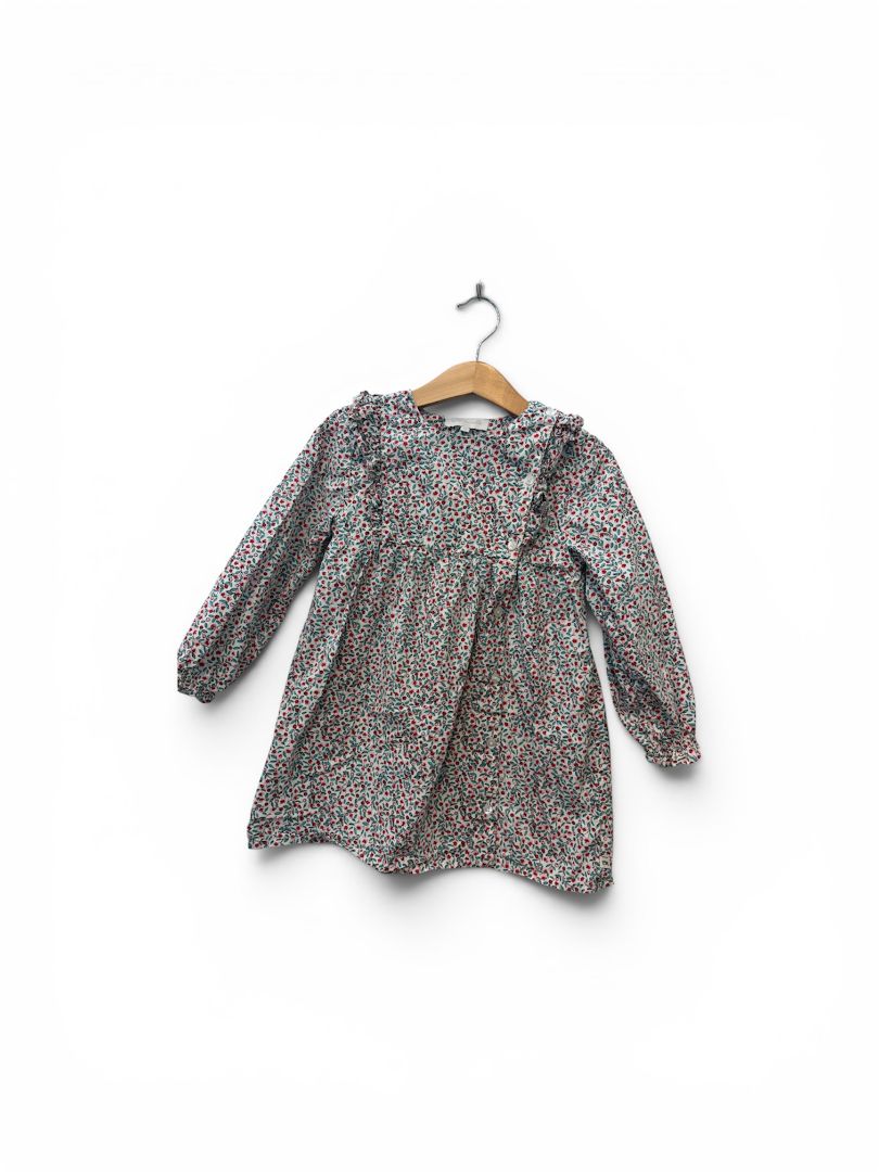 White/Red/Pink/Turquoise Cadet Rouselle Floral Dress, 4T