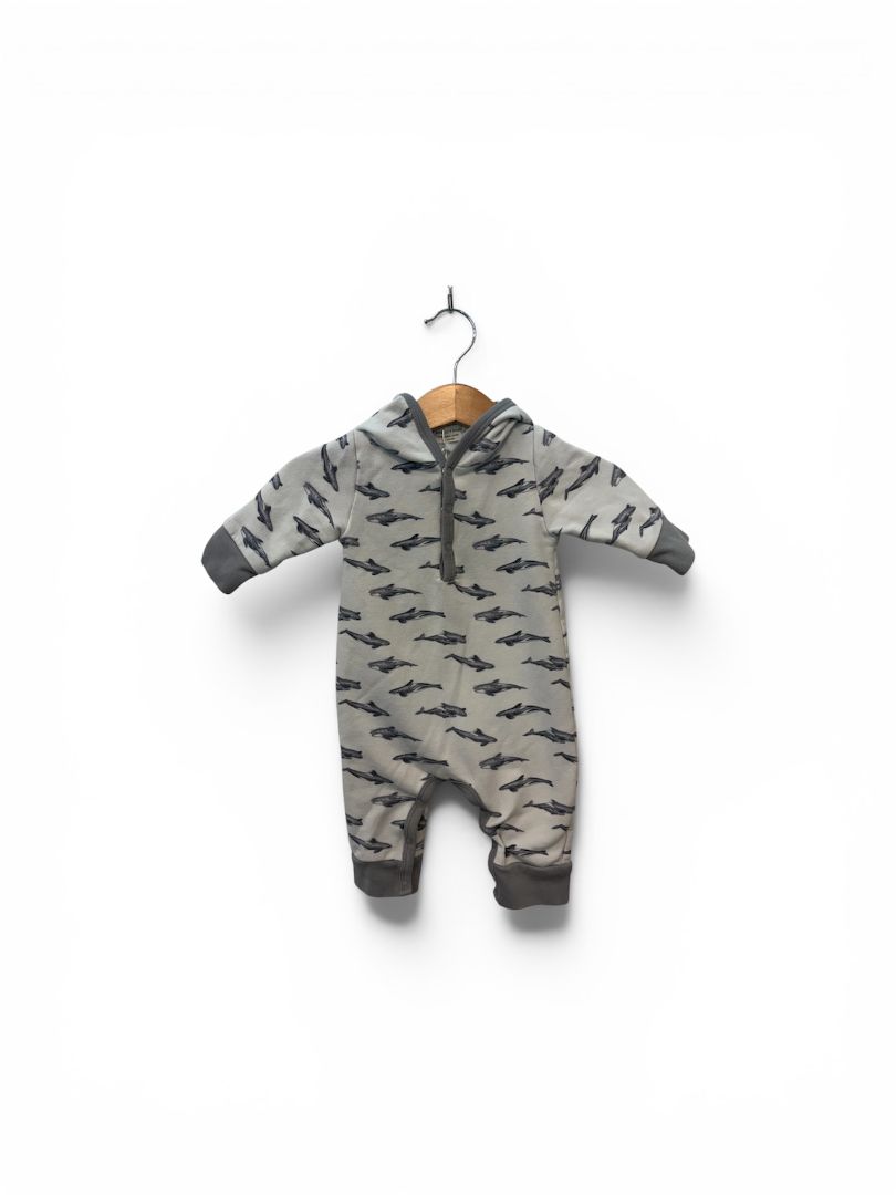 Gray Monica + Andy Orca Hooded One Piece, 0-3M