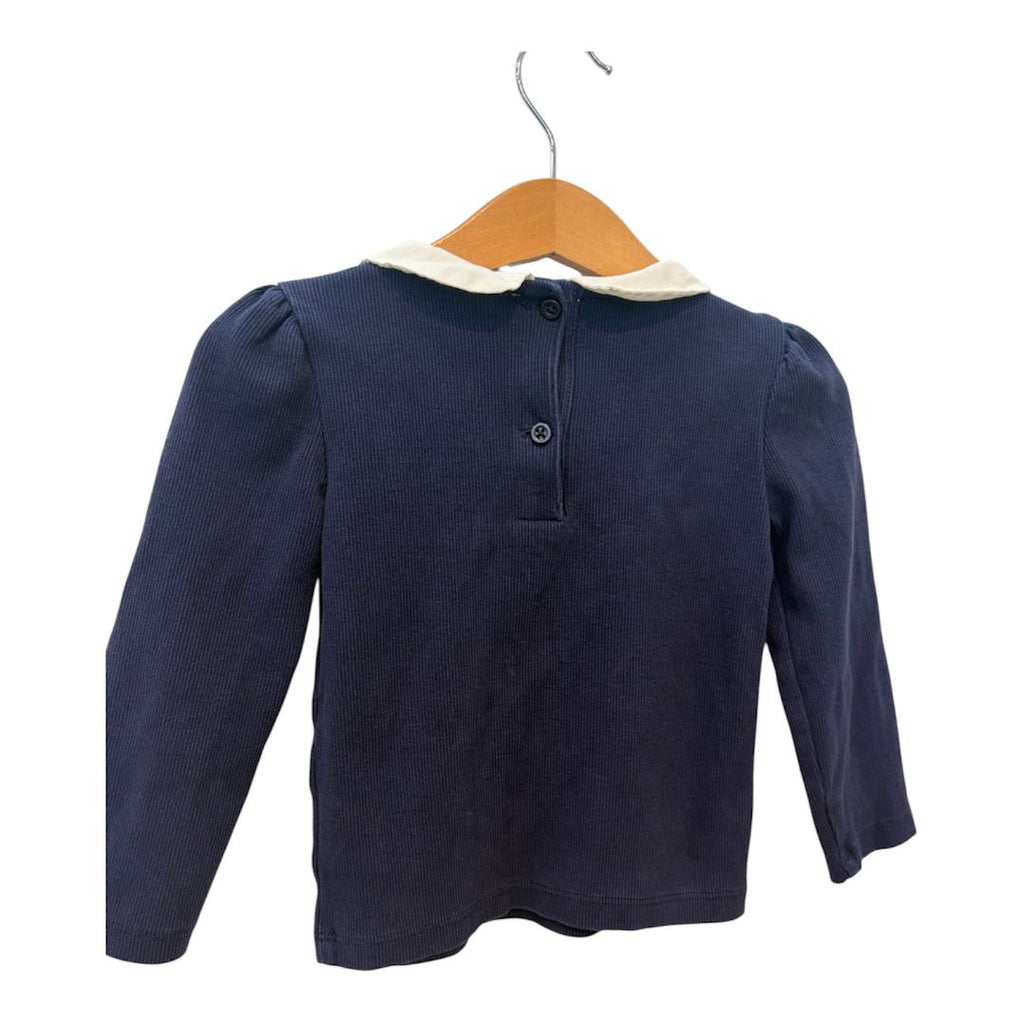 Navy Baby Gap Peter Pan Collar Ribbed Long Sleeve, 2T
