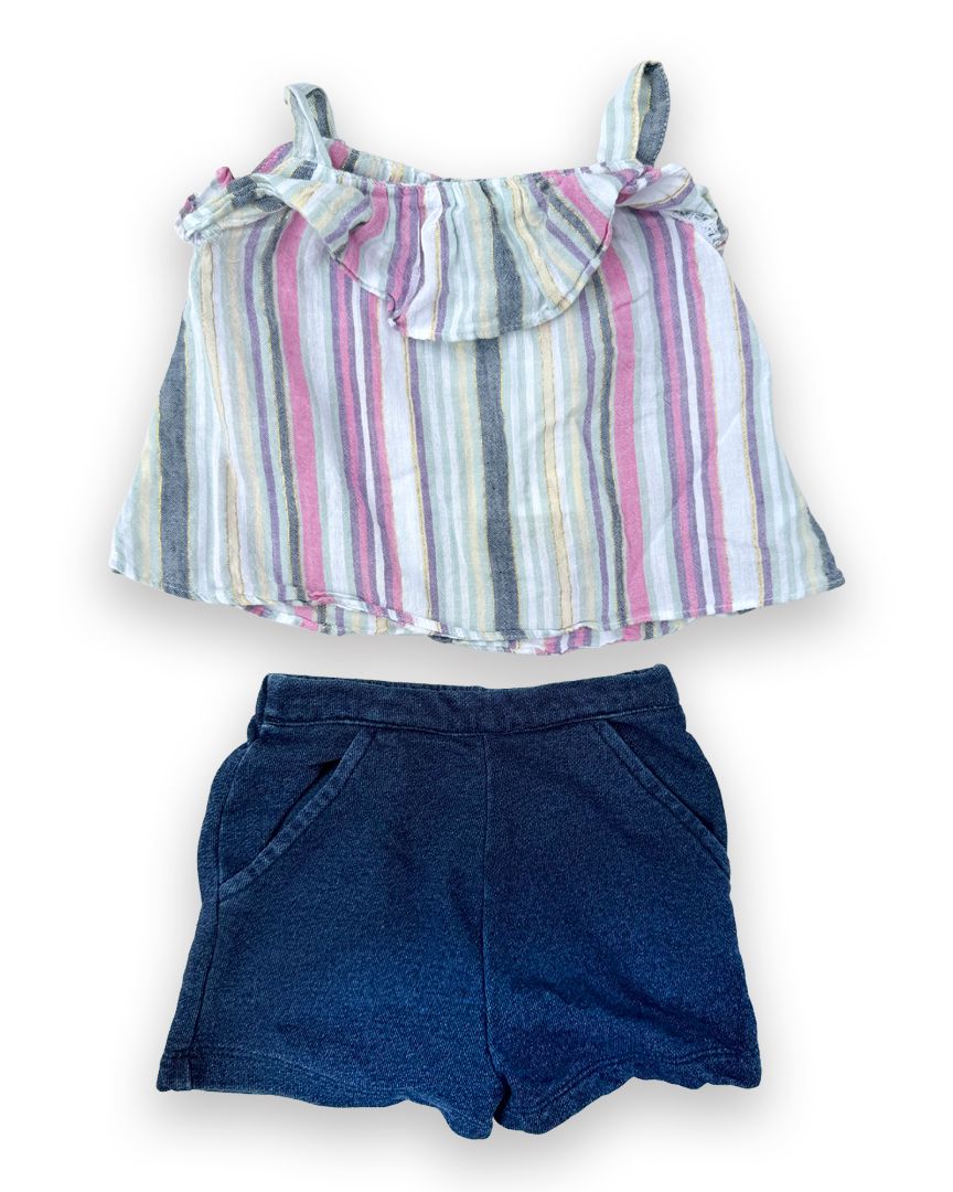 Multi Pippa & Jules Striped Linen Set, 12M